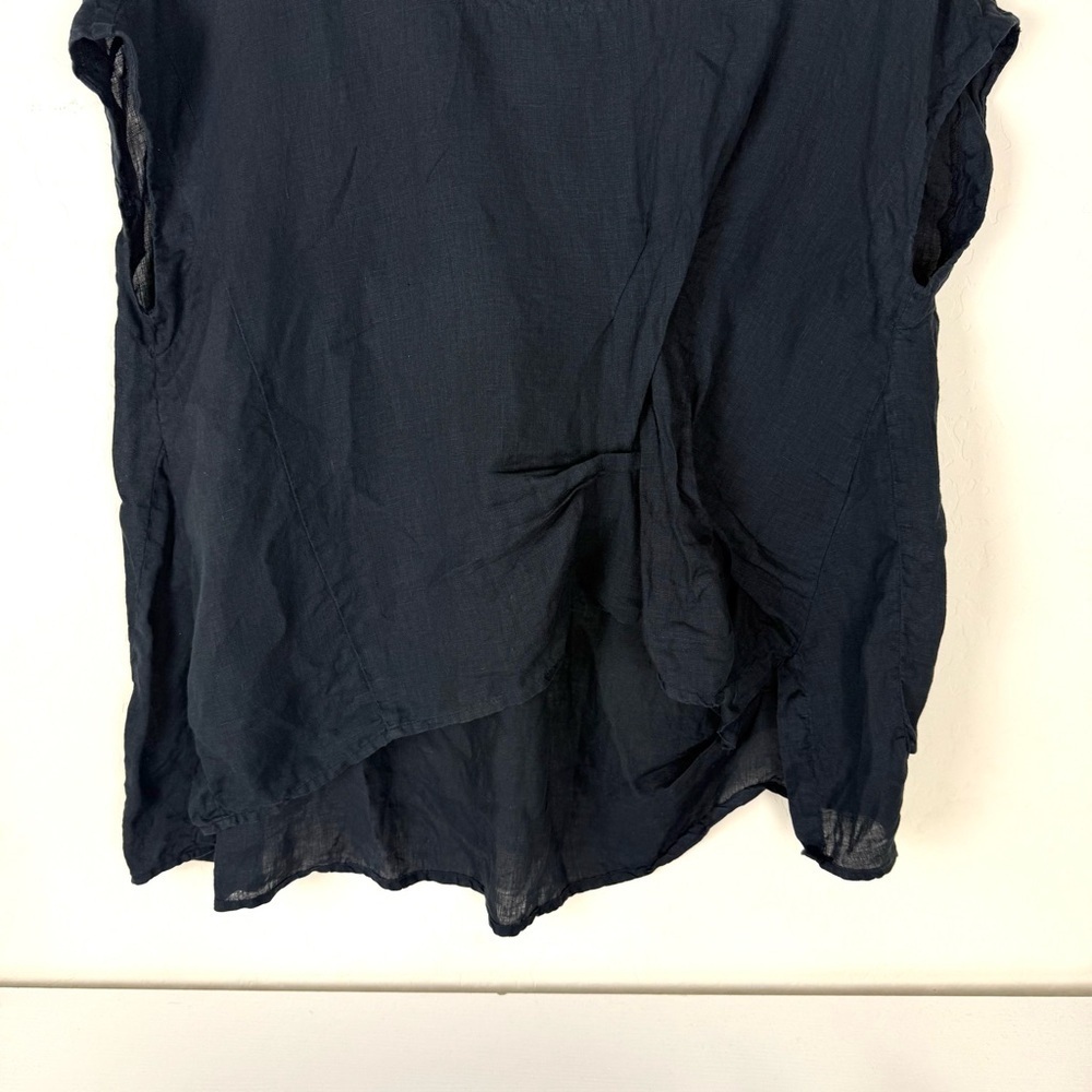 Banana Blue Australia Solid Black 100% Linen Splash Top - Picture 3 of 7